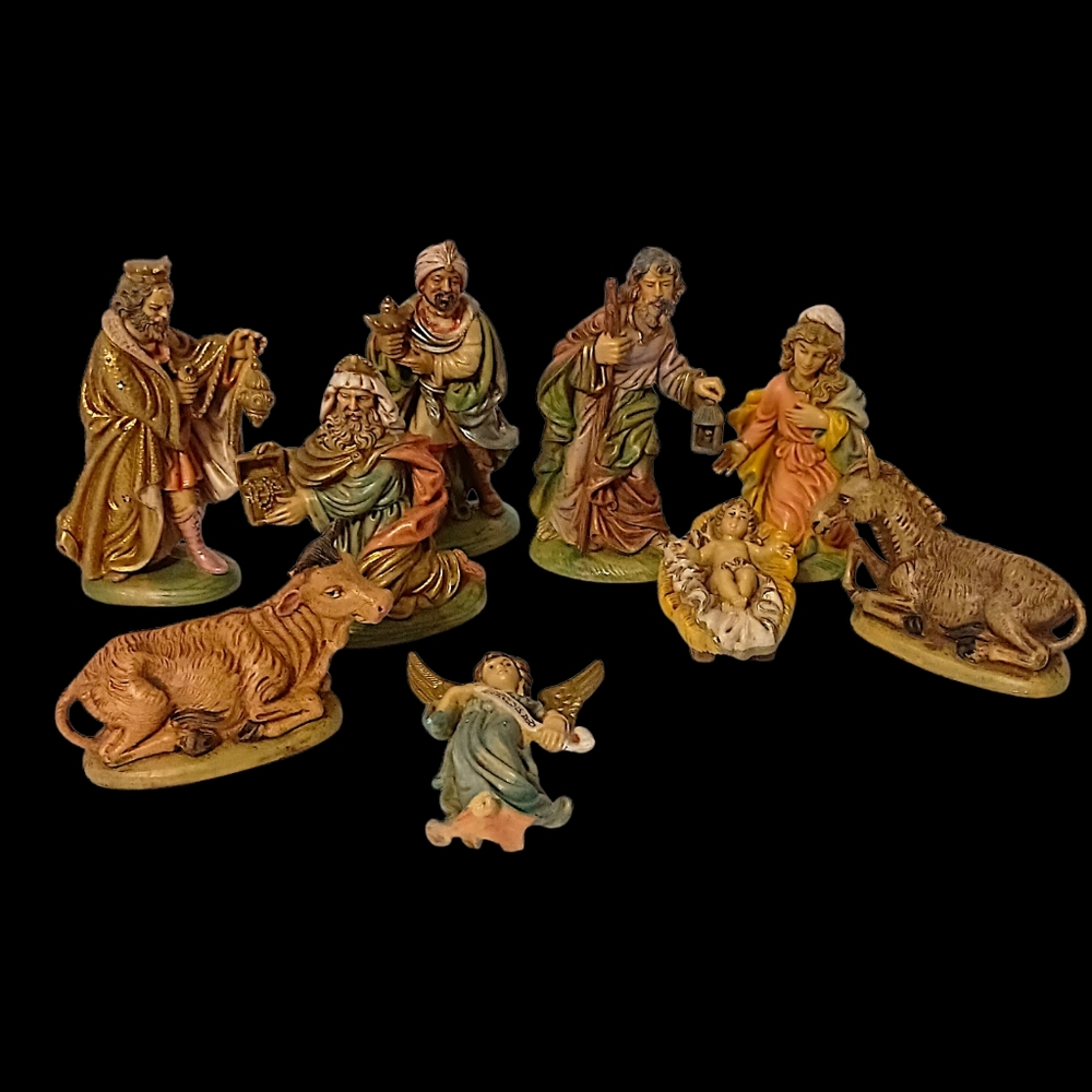 9 Vtg Nativity Set Italy Figures Holy Family Mary Jesus Joseph Wisemen Composite - Picture 16 of 16